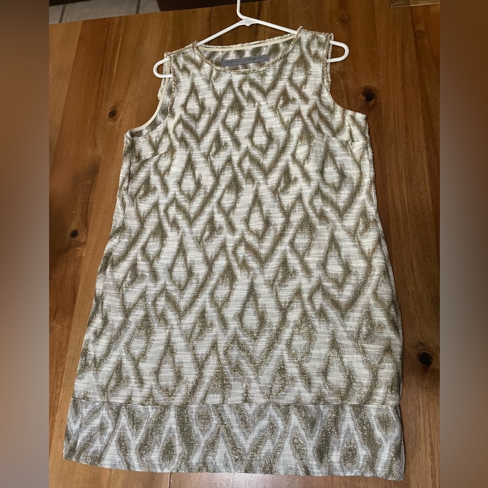 Raquel Allegra Gold & Cream Ikat Mini Dress
Size: Large